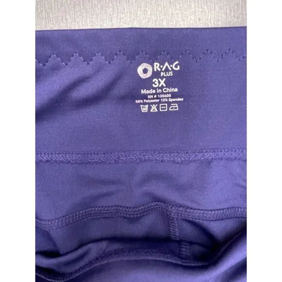 RAG Plus Navy Blue Womens High Waist 9" Inseam Shorts Stretch Zip Pockets 3X - Picture 6 of 11